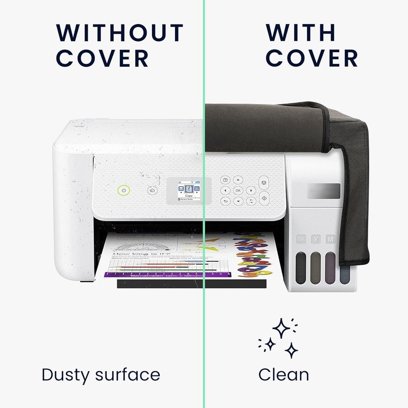 kwmobile Dust Cover Compatible with Epson Eco Tank ET-2826/2800 - Printer Case - Fabric Protector Cover - Dark Grey - Image 2